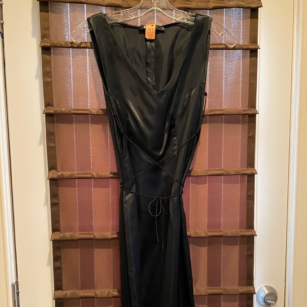 Black DKNY sleeveless satin dress, size 2